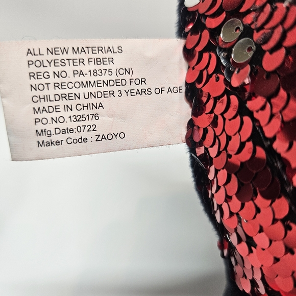 Fun Express Black & Red Dragon Plush With Two-Tone Red & Silver Flipping Sequins - Picture 8 of 9